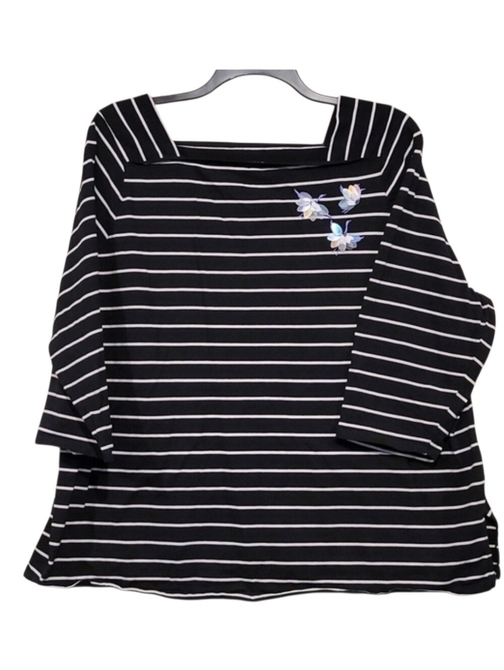AVA&VIV blouse 3X stretch cotton stripes french